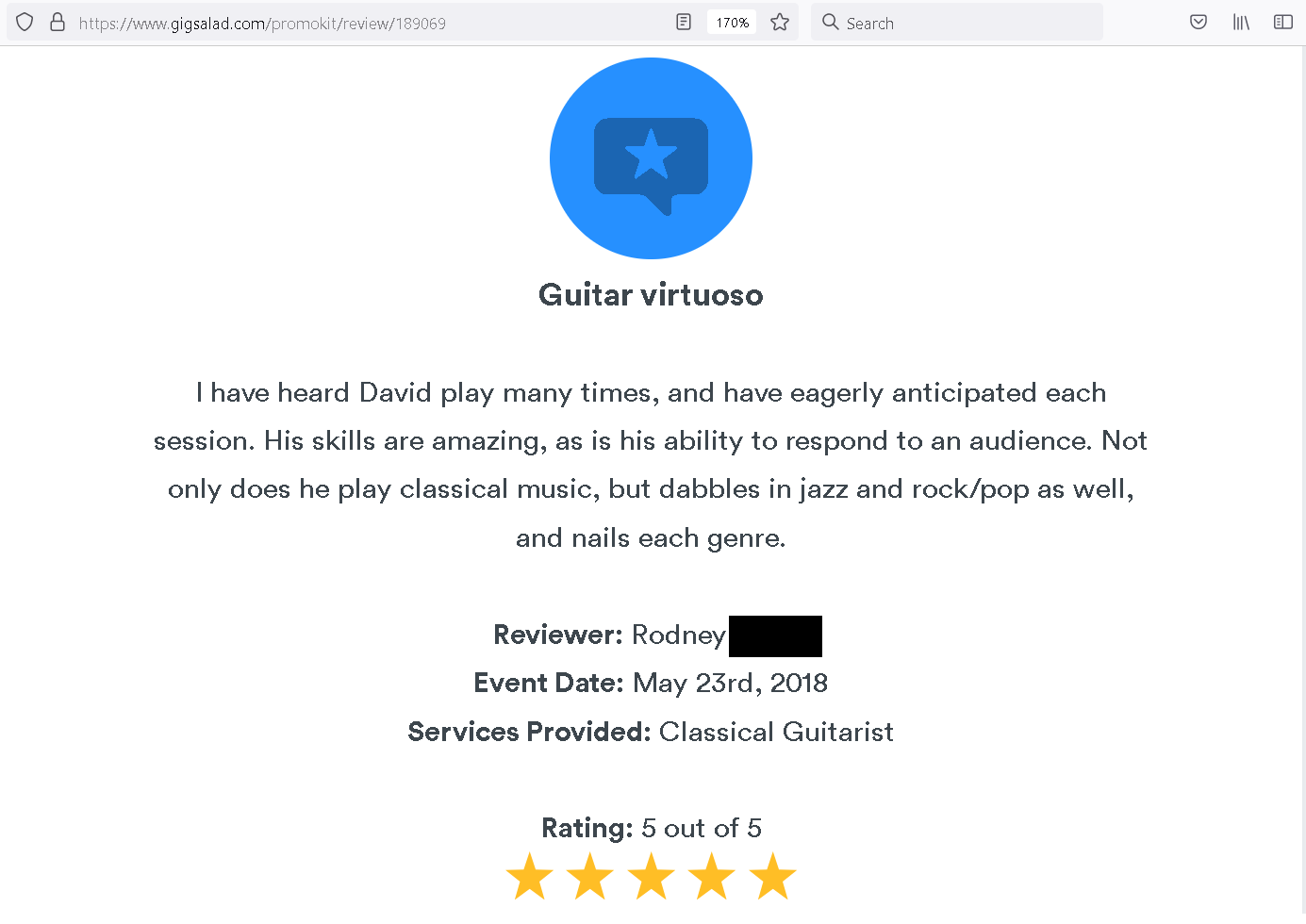 Testimonial For David Michael Cray 2